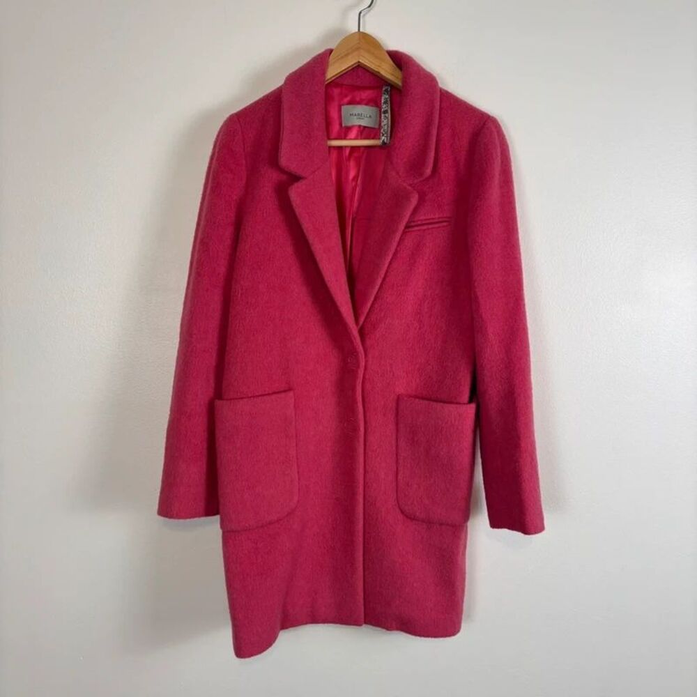 Marella Sport Wool Blend Mohair Coat Jacket Pink US 4 Medium Weight Lined Luxe